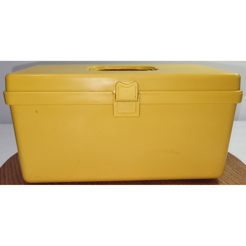 Wil-hold Sewing Box Vintage Yellow Plastic Craft Storage Organizer USA Made